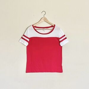 NEW Alternative Apparel Retro Color Block Red White T Shirt Women's Small